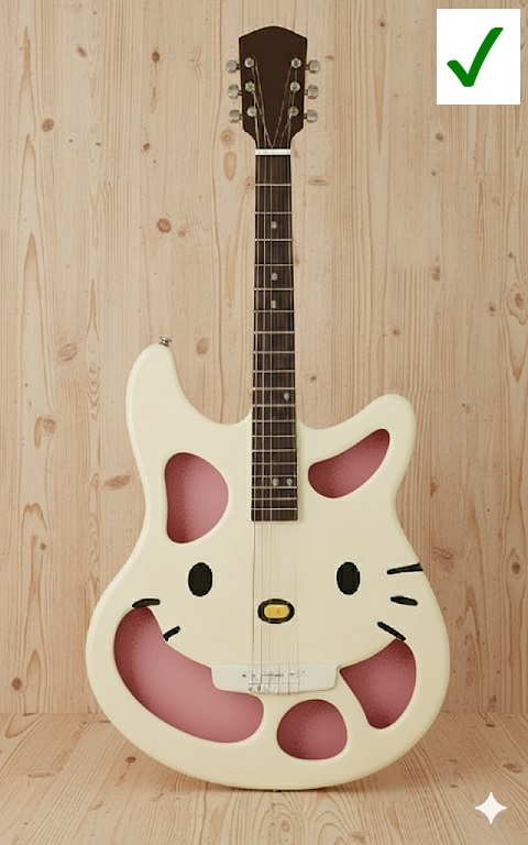 Hello Kitty Guitar with max depth recessed areas